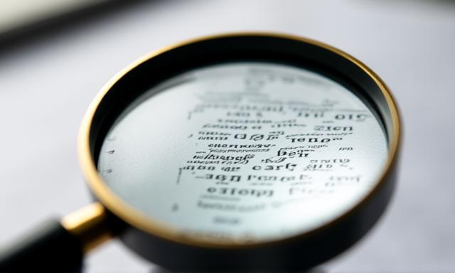 Magnifying glass over a document highlighting key legal clauses